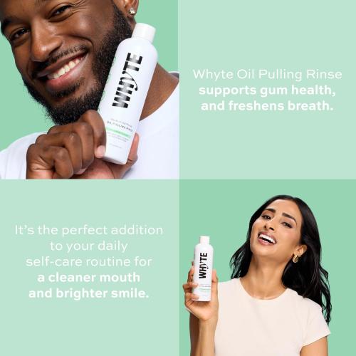 Whyte Cold-Pressed Organic Coconut Oil Pulling Mouthwash for Bad Breath, Teeth & Gum Health, Oral Rinse for Fresh Breath, Alcohol-Free & Fluoride-Free, 8oz (Spearmint) (2 pack)