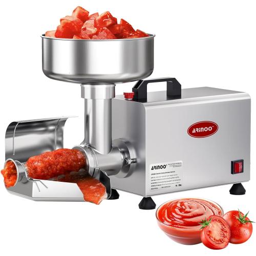 Electric Tomato Strainer, 450W Tomato Juicer Maker Machine | Commercial Stainless Steel Tomato Press & Sauce Maker with Pure Copper Motor for Blueberry Strawberry Jam, 200-350 lbs/h 110V