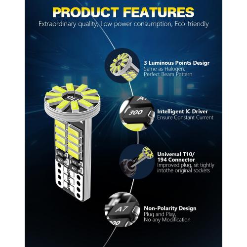 10Pcs 194 T10 168 W5W 2825 LED Bulb, Super Bright LED Car Interior Dome Map Camper RV License Plate Light Bulbs, Upgraded 25-SMD 3014 Chipsets 12V 400LM Ice Blue