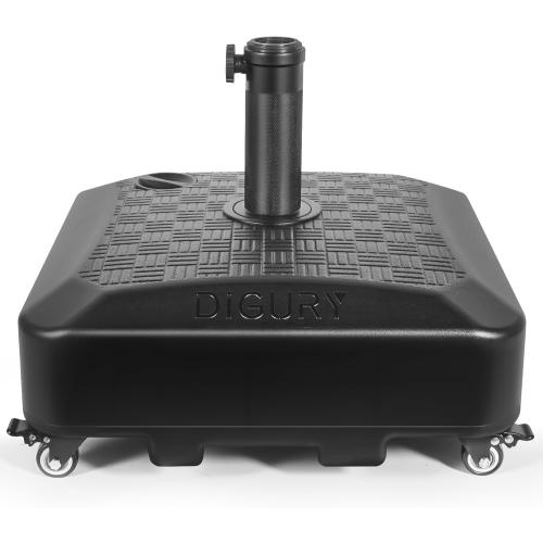 Digury Umbrella Base Outdoor Patio Umbrella Stand with Wheels Fillable 125lb Heavy Duty Mobile Base Weighted Rolling Stand - Black