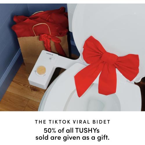 TUSHY Classic 3.0 Bidet Toilet Seat Attachment - A Non-Electric Self Cleaning Water Sprayer with Adjustable Water Pressure Nozzle, Angle Control & Easy Home Installation (White/Gunmetal)