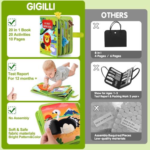 Wild-Animals Busy Book for Toddlers 1-3, Quiet Activity Books for Toddlers 1 Year Old, Montessori Toys Busy Board for 1 2 3 Year Boy Girl Gift Educational Airplane Travel Toy Valentines Birthday Gifts