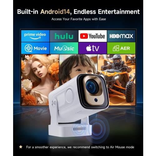 【Auto Focus&1080P】Magcubic Mini Smart Projector with 4K Support, Portable Projector with Wifi and Bluetooth, 5W Speaker, Built in Apps, Voice Control, Outdoor Movie Projector