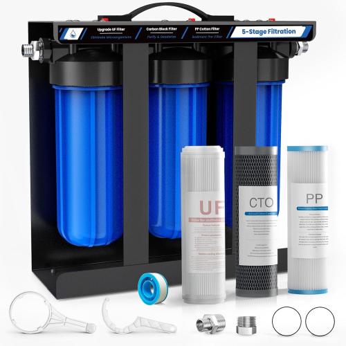 RV Water Filter System,5-Stage Water Filtration for Rvs and Campers, 0.01 Micron Filters Out Sediments, Chlorine, Vocs, Heavy Metals, Odors for Travel Trailers, Boats, 1 Inlet/Outlet