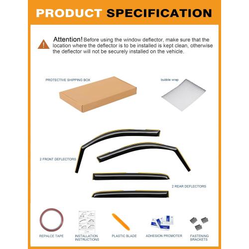 in-Channel Window Rain Guards Fit for Dodge RAM 1500 Crew Cab (New Body Style Includes TRX) 2019-2026 Rain Guard Extra Durable Window Deflectors Vent Visors Vent Shades Truck Accessories