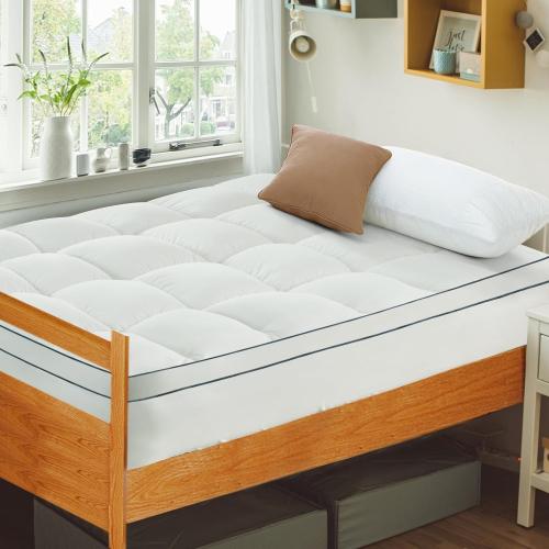 Milcabe Mattress Topper Queen College Dorm, Bed Topper Queen Cooling Mattress Pad Cover for College, Pillow Top Mattress Topper with Deep Pockets, Breathable Fluffy Fill Mattress Protector