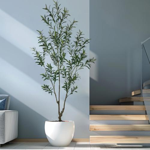Artificial Olive Tree, 7 ft Tall, for Home Decor, Living Room, Dining Room, Bedroom, Office