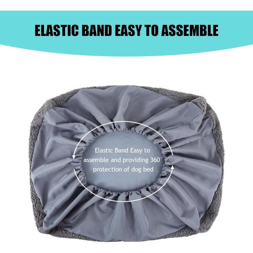 Dog Bed Covers,Waterproof Dog Bed Cover,Soft Plush Replacement Washable Dog Pillow Cover Pet Bed Cover,Removable Pet Dog Crate Pad Replacement Covers,Puppy Bed Cover for Dog Cat,Cover Only