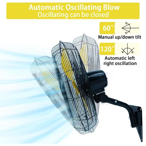 size 20 in Wall Mount Fan, 20In Oscillating Wall Fan with 7000CFM, 3-Speed, Upgrade Motor High Velocity Industrial Fans for Commercial, Garage, Residential and Patio Use, Yellow