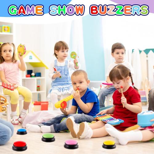 6 Pieces Recordable Answer Buzzers Button Answer Buzzers Game Show Buzzer Recordable Button Classroom Buzzers Perfect for Study Office Home and Pet Buttons Training Toy