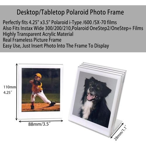3.5 x 4.25 Polaroid Picture Frame for i-Type/600/SX-70/OneStep /Instax Wide Square 300/200/210, Desktop Acrylic Picture Frame for Instant Color I-Type Film, 5 Pcs