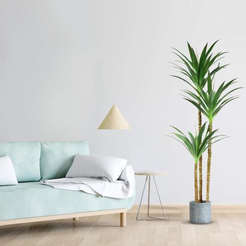 Hyper Realistic Dracaena 5ft Tall - Real Touch & VU Protected Faux Yucca Floor Plant in Pot- Artificial Agave Plant Fake Tree with Black Planter Indoor Outdoor Patio Decor