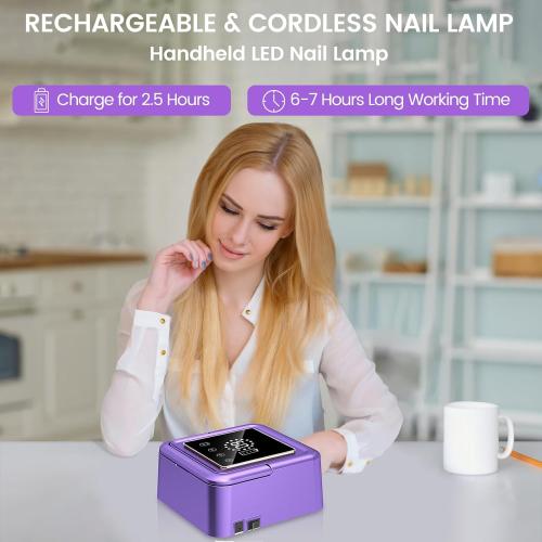 UV Nail Lamp 108W, UV Light for Gel Nail Polish, Cordless LED Nail Lamp with 36 Beads & Touch Display, Nail Light with 4 Timer Mode & Auto Sensor, Fast Curing Nail Dryer for Salon & Home, Purple