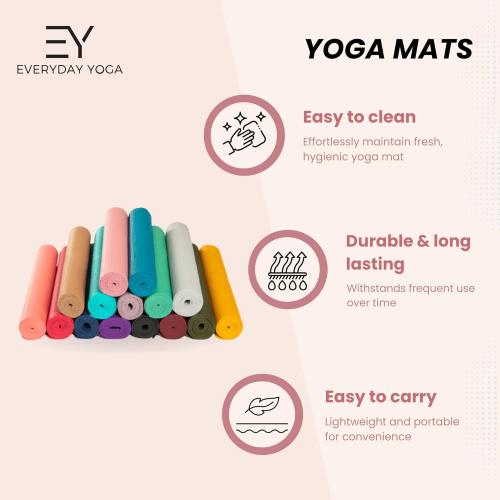 Everyday Yoga Deluxe Mat, Spacious 72x24 Non-Slip Yoga Mat for Comfortable Home Workouts, 3-5mm Extra Thick
