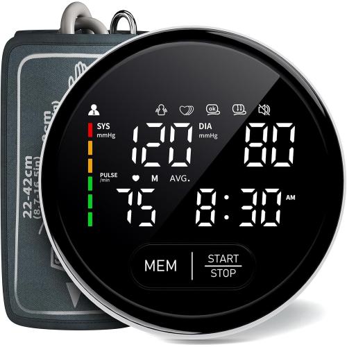 Blood Pressure Monitor Upper Arm Automatic Monitors for Home Use Adjustable 8.7-16.5 Cuff Voice Broadcast Large Backlit Display 240 Sets Memory with Storage Bag