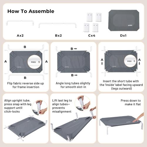 ZOMISIA XL Elevated Dog Cot Bed Tool-Free Assembly - Outdoor Raised Dog Cooling Bed Frame for Large Pets, Summer Pet Hammock Off Ground with Non-Slip Feet & Waterproof Teslin Mesh, 48x33 Inch (gently used)