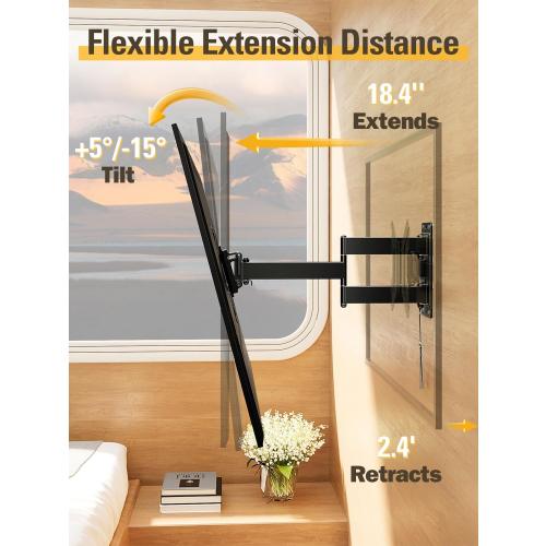 Mounting Dream UL Listed Lockable RV TV Mount for Most 17-43 inch TV, RV Mount for Camper Trailer Motor Home Boat Truck, Full Motion Unique One Step Lock RV TV Wall Mount, VESA 200mm, 44 lbs, MD2210