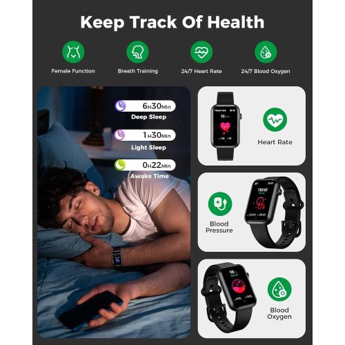 Smart Watch Fitness Tracker, Bluetooth Call, Health Monitor for Men Women | 114 Sport Modes, 24/7 Heart Rate Monitor, Blood Pressure/Spo2/ Sleep Tracker, IP67 Water-resistant, Calorie Step Counter