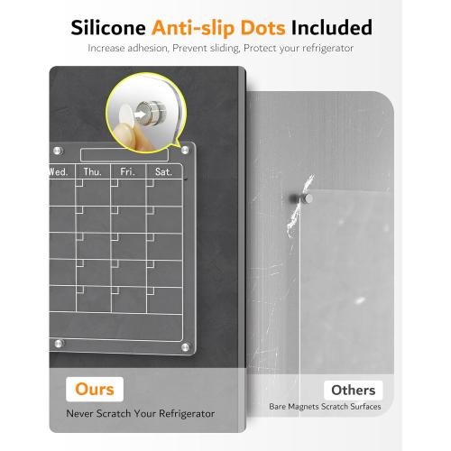 Magnetic Acrylic Calendar for Fridge,2 Pack 12x16 Clear Fridge Calendar Dry Erase Magnetic Planning Boards Set for Refrigerator with 6 Colorful Highlight Markers