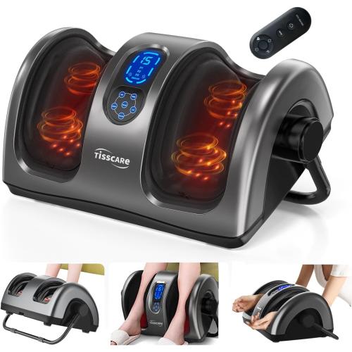 TISSCARE Foot Massager with Heat, FSA HSA Eligible, Shiatsu Foot Massager for Plantar Fasciitis, Neuropathy, Circulation and Pain Relief, Remote Control, Deep Kneading, Gifts for Women Men Mom Dad