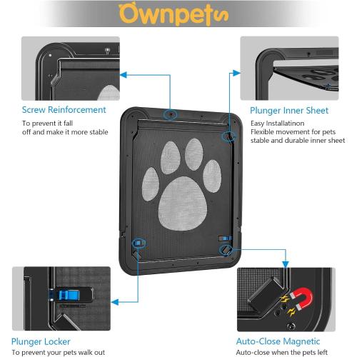Ownpets Dog Screen Door, Inside Door Flap 12x14x0.4 Inch, Lockable Pet Screen Door, Magnetic Self-Closing Screen Door with Locking Function, Sturdy Screen Door for Dogs Cats