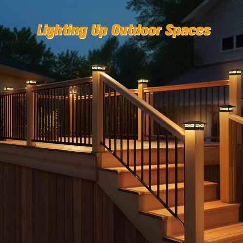 Solar Post Cap Lights Outdoor 16pack, Waterproof Solar Powered Deck Fence Post Lights for 4x4 Wood/Vinyl Posts, Solar Outdoor LED Light with Cool/Warm Lighting Decorate Garden Patio Porch…
