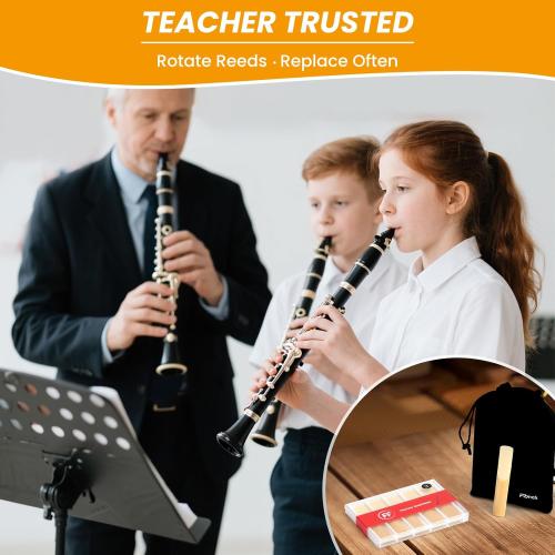 Bb Clarinet Reeds – 10-Pack Practice Reeds for Beginners & Students – Strength 2.0/2.5/3.0 (Strength 2.0)