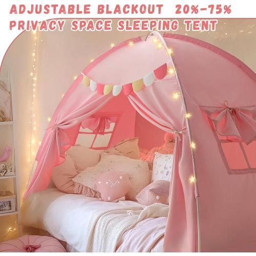 Razee Twin Bed Tent for Kids, Twin Size Bed Tents Indoor Toddler Canopy Privacy Playhouse on Bunk Sleep Inside Drafty Room for Girls, Pink, Kid House Toys for Girl Birthday Gift