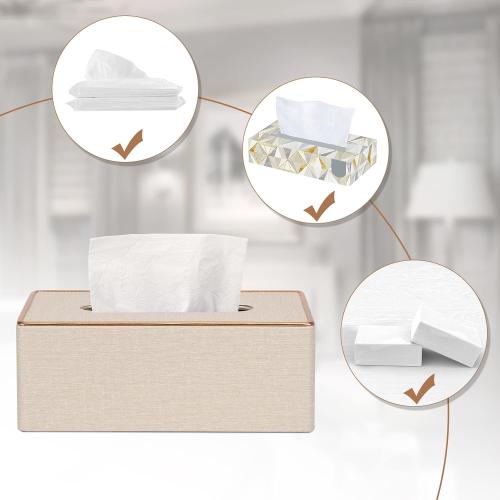 Tissue Box Cover, PU Leather Tissue Box Holder Rectangular Box Covers for Home/Office/Car Decoration 9.84X5.23X3.77 - Beige