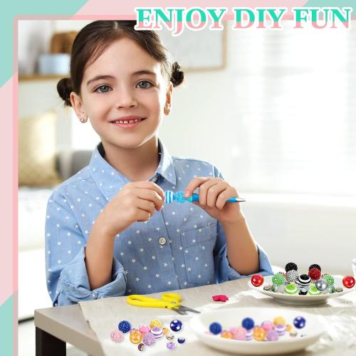 Yexiya 10 Pieces Beadable Pens Bulk with 40 Pcs Assorted Colors Beads for DIY Pen Making Kit Black Ink for Students, Teachers, School Supplies, Office Item(Bright Color,Fresh Style)