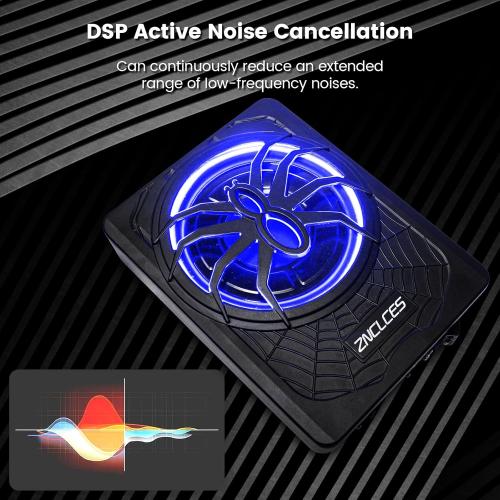 2025 Upgraded 10 1200W Slim Under Seat Powered Car Subwoofer, Car/Truck Sub Built in Amplifier for Outstanding Heat Dissipation, Powerful bass and Blue LED (Blue Light)