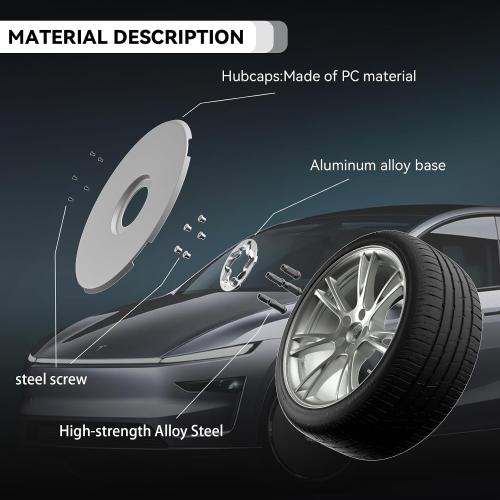 Wheel Cover Hubcaps with Rim Protectors - PC Material, Compatible with 2019-2026 Tesla Model 3 18 inch&2019-2026 Tesla Model y 19 inch,Set of 4 (Matte Black