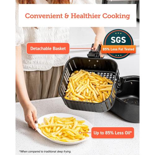 COSORI Pro Gen 2 Air Fryer 5.8QT, Upgraded Version with Stable Performance & Sleek New Look, 13 One Touch Functions, 100 Paper & 1100 Online Recipes, Dishwasher-Safe Detachable Square Basket, Black
