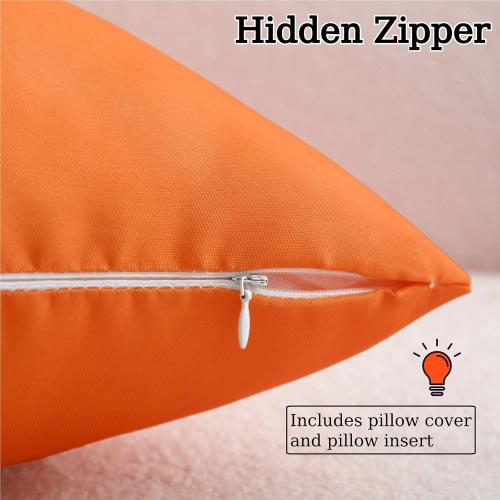 Throw Pillows, Pillows with Inserts, Square Decorative Pillows for Patio Furniture Garden Couch Sofa Home(Orange, Set of 2)