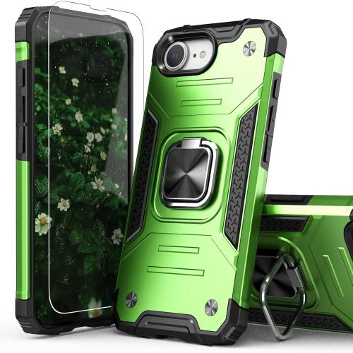 for iPhone 16e & iPhone 17e Case with Screen Protector for Men Women,Hybrid Drop Test Cover with Car Mount Kickstand Slim Fit Shockproof Protective Sturdy Case for iPhone 16e/17e 6.1,Green