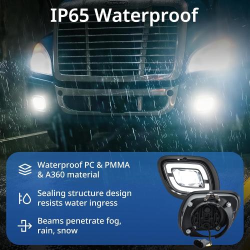 High Soar LED Fog Light for Freightliner Cascadia (2008-2017) Truck,Front Lamp with Bulbs LED Fog Lights Assembly Waterproof for Freightliner Cascadia Driver&Passenger Left&Right Side (White,A Pair)