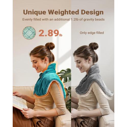 iDOO Graphene-Infused Heating Pad for Neck, Shoulders & Back | Weighted Design for Snug-Fit, FSA Eligible Items Only List, Birthday Gift for Women, Men, Mum, Dad & Elderly