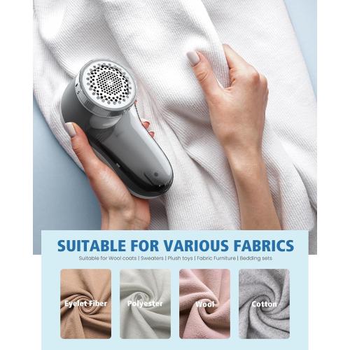 POPCHOSE Fabric Shaver, Lint Shaver for Clothing, Electric Lint Remover with 6-Leaf Blades, Sweater Defuzzer, Clothes Shaver for Couch, Furniture, Blanket, Remove Pilling, USB Rechargeable