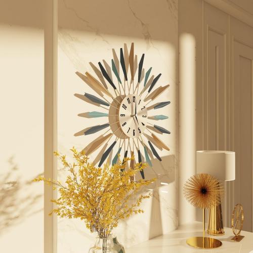 YISITEONE Large Wall Clock Metal Decorative, Mid Century Silent Non-Ticking Big Clocks, Modern Home Decorations for Living Room,Bedroom,Dining Room, Office, 22 inch