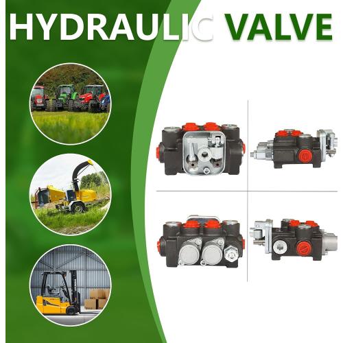 2S-11GPM Cast Iron Hydraulic Directional Control Valve, Double Acting, Spring Return, Adjustable Relief, 3600PSI, 11GPM, BSPP, 5 Ports, Tractors, Loaders, Tanks