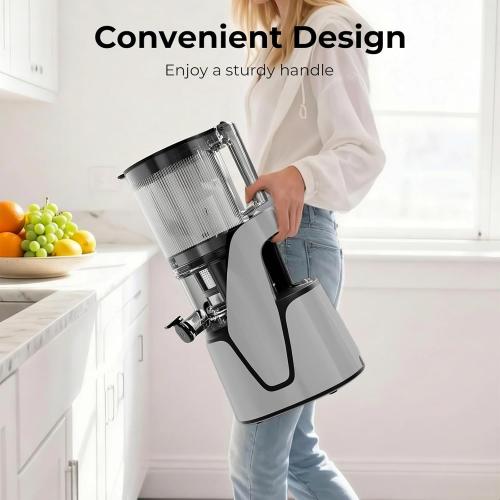 Cold Press Juicer, 5.8 Wide Feed Chute Juice Extractor Machine with 400W, High Juice Yield, Slow Masticating Juicer for Whole Vegetables & Fruits, Silver Gray