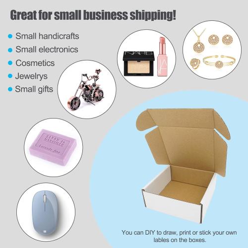 5x5x2 Shipping Boxes, Small White Gift Box Corrugated Cardboard Boxes Jewelry Mailing Packaging Mailers for Small Business Lightweight Flat Cute Literature Mailer, 25 Pack