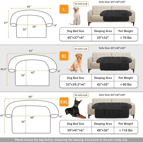 Calming Dog Bed Fluffy Plush Dog Mat for Furniture Protector with Removable Washable Cover for Large Medium Small Dogs and Cats (Extra Large(53x39.3x6), Dark Grey)