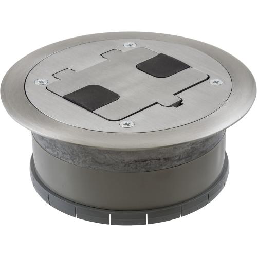 TRADESELECT RF406ALU Floor Box Cover with 15A 125V Outlet Included, Aluminum