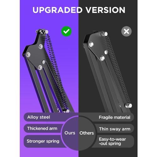 InnoGear Boom Arm Microphone Mic Stand for Blue Yeti HyperX QuadCast SoloCast Snowball Fifine Shure SM7B and other Mic, Large