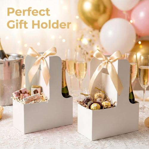 MAQIHAN 2 Cup Drink Carrier with Handle - 10Pcs Disposable Paper Cardboard Coffee Cup Holder Portable Drink Caddy Cup Carriers to go Cup Holder Food Delivery Accessories for Hot/Cold Drinks (White)