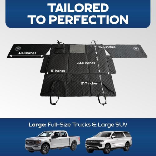 Ruff Liners Large Back Seat Extender for Dogs, Black – As Seen on Shark Tank – Flat Bridge Platform for Full-Size Trucks, Stable Base, 400lb Support, Waterproof – Rigid Back Seat Cover for Dogs