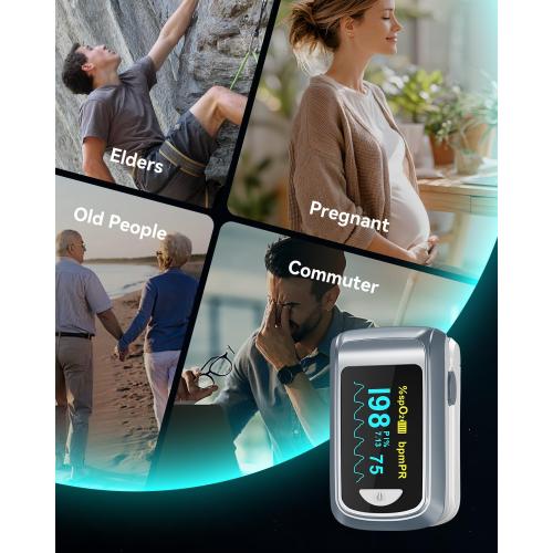 HealthTree JKS50B Fingertip Pulse Oximeter Blood Oxygen Saturation Monitor Pulse Ox, Heart Rate and Fast Spo2 Reading Oxygen Meter with OLED Screen Included Lanyard and 2 X AAA Batteries