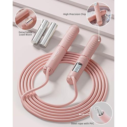 YOTTOY Skipping Ropes for Adults -Cordless Counter Jump Rope with Large Cordless Ball-Weighted Jump Rope for Women with LCD Display