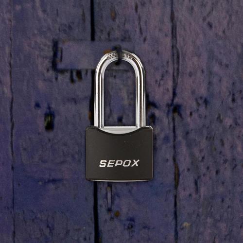SEPOX® 1-9/16 All-Weather Outdoor Padlocks Keyed Alike, 1-3/4 Long Shackle, Solid Steel Lock, Heavy-Duty with Black Cover, Design for Gate Fence Cabinet Toolbox School Gym Locker with 2pcs Same Key